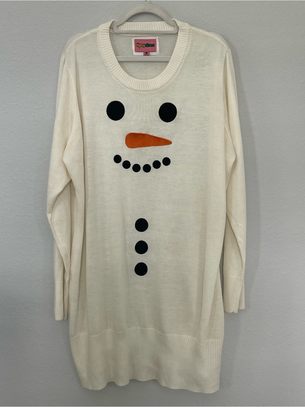 Tipsy Elves XXL Snowman Christmas Sweater Tunic Ugly Holiday Long‎ Ivory